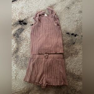 H&M Toddler Girl Dusty Pink Ruffled Tank Top & Shorts Set